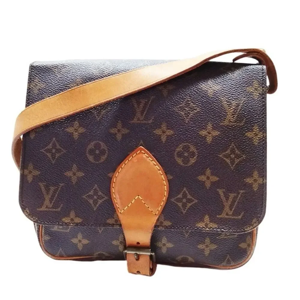 Louis Vuitton Monogram Cartouchiere Crossbody Vintage Brown Leather Shoulder Bag